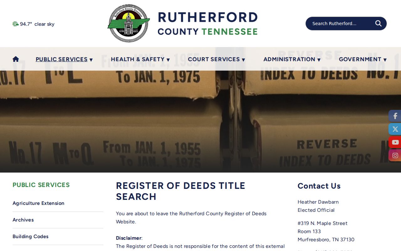 La Vergne residents directory Rutherford County deed index instructions