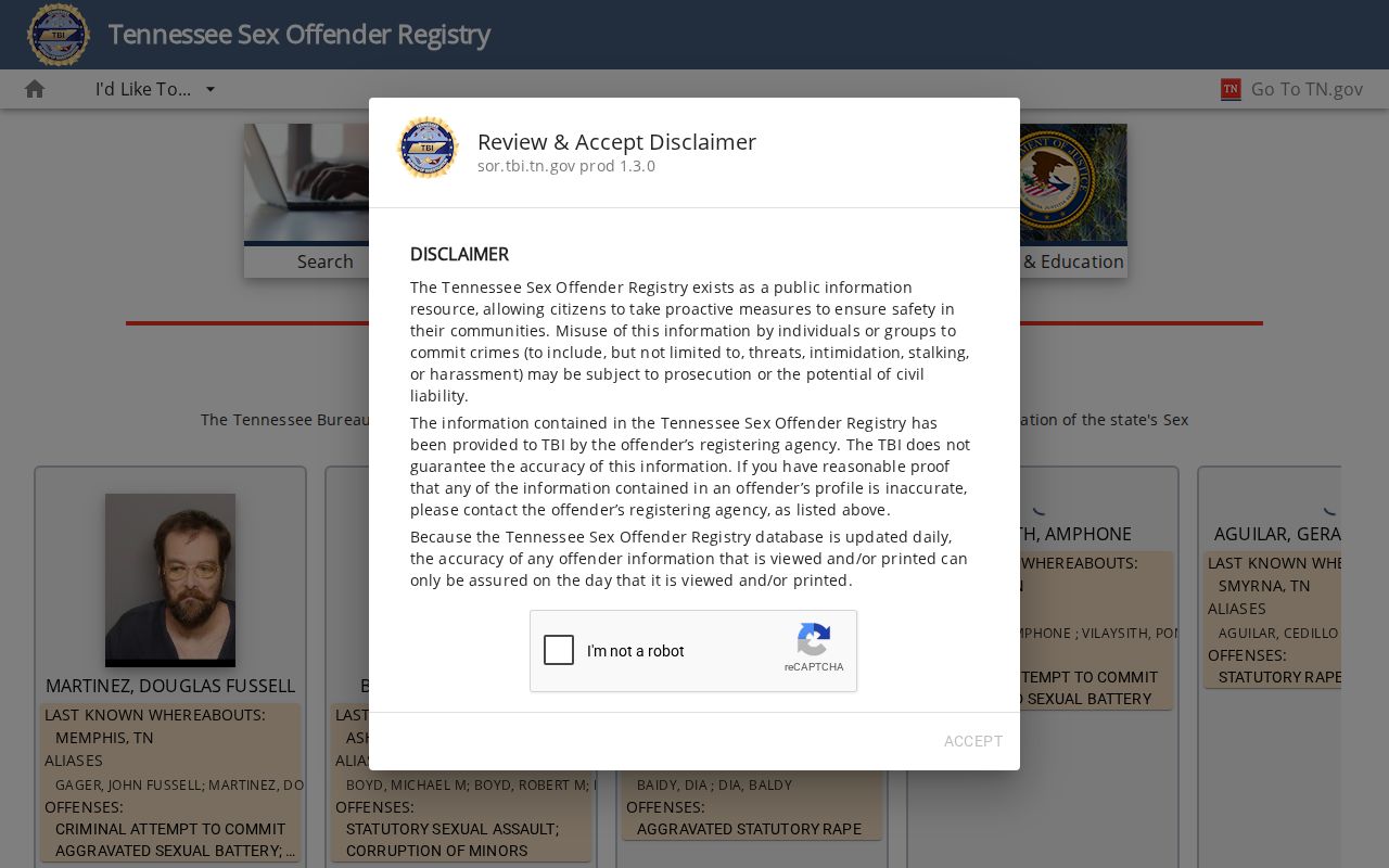 La Vergne residents directory Tennessee TBI registry search